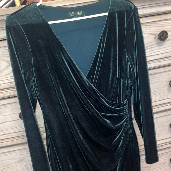 Ralph Lauren Green Velvet Dress - Picture 1 of 5